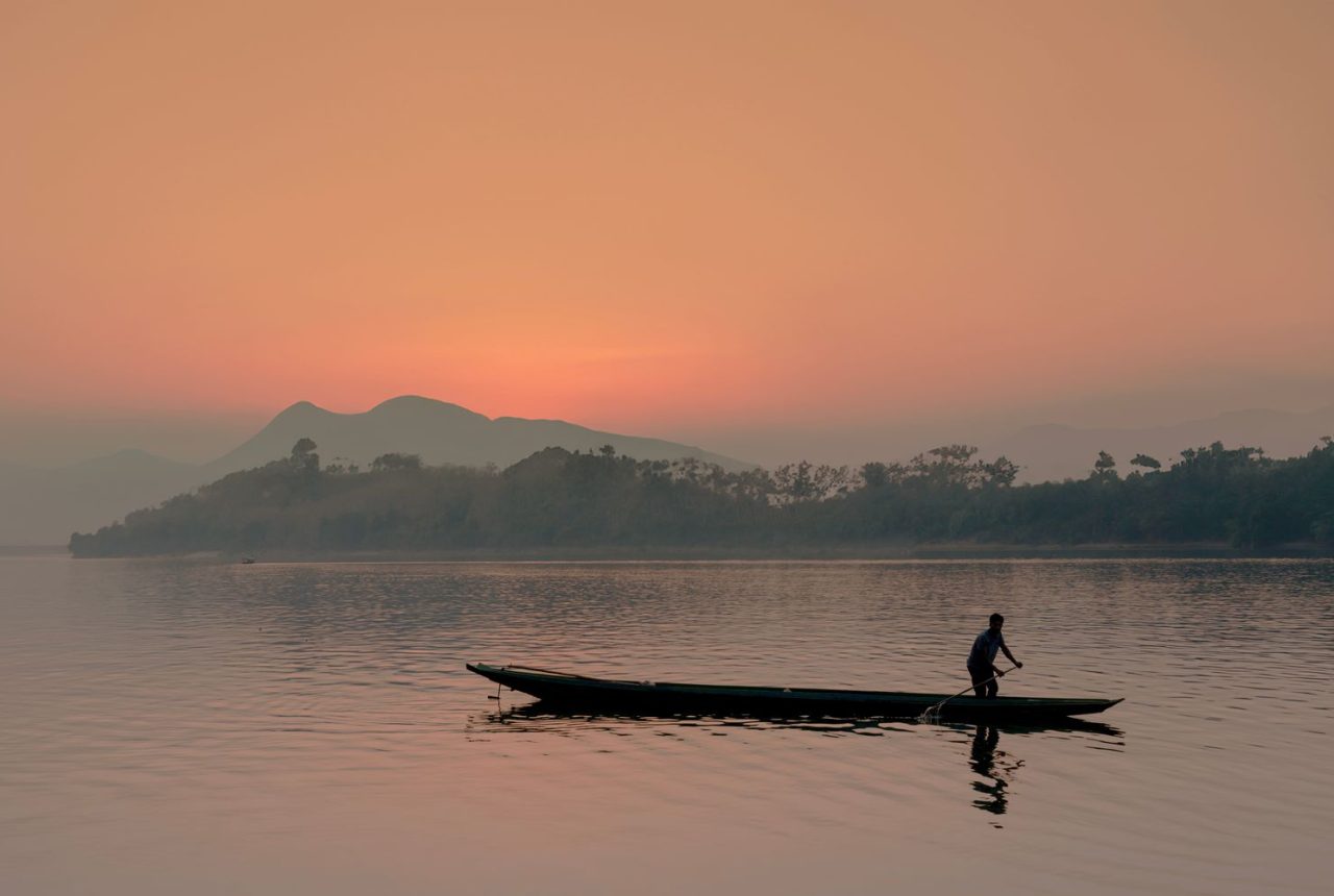 Il fiume Mekong al tramonto