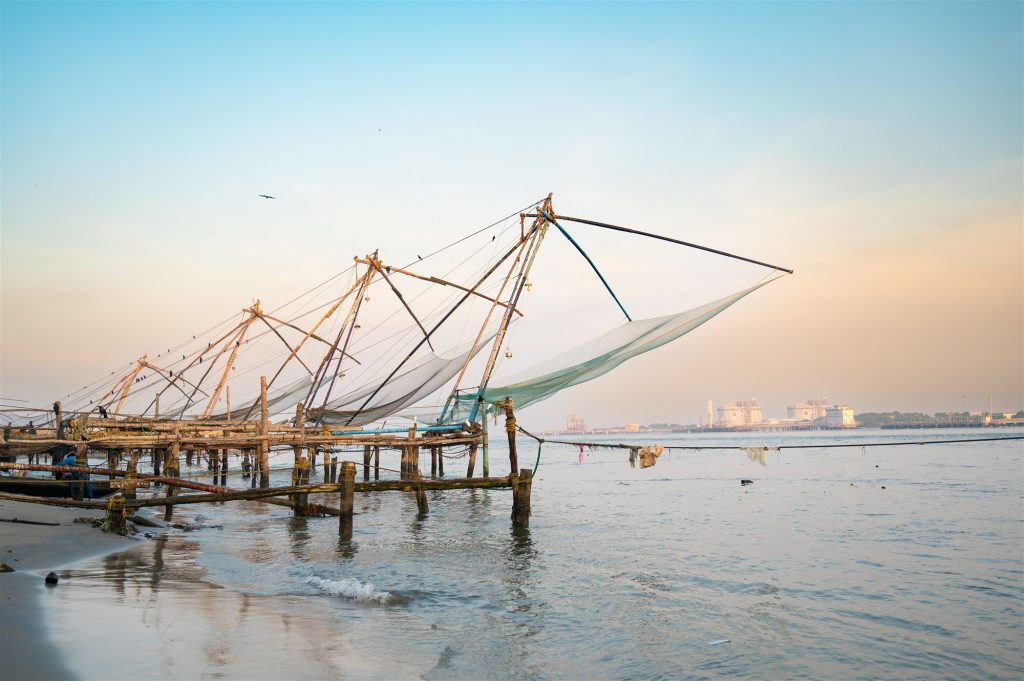 Reti da pesca cinesi a Cochin